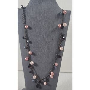 Cookie Lee Pink Coral Single Strand Colored Pearls  17" Necklace